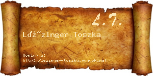 Lézinger Toszka névjegykártya
